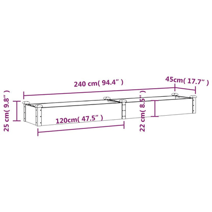 Hochbeet mit Einsatz Braun 240x45x25 cm Massivholz Tanne