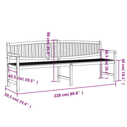 Gartenbank 228x59,5x90 cm Massivholz Teak