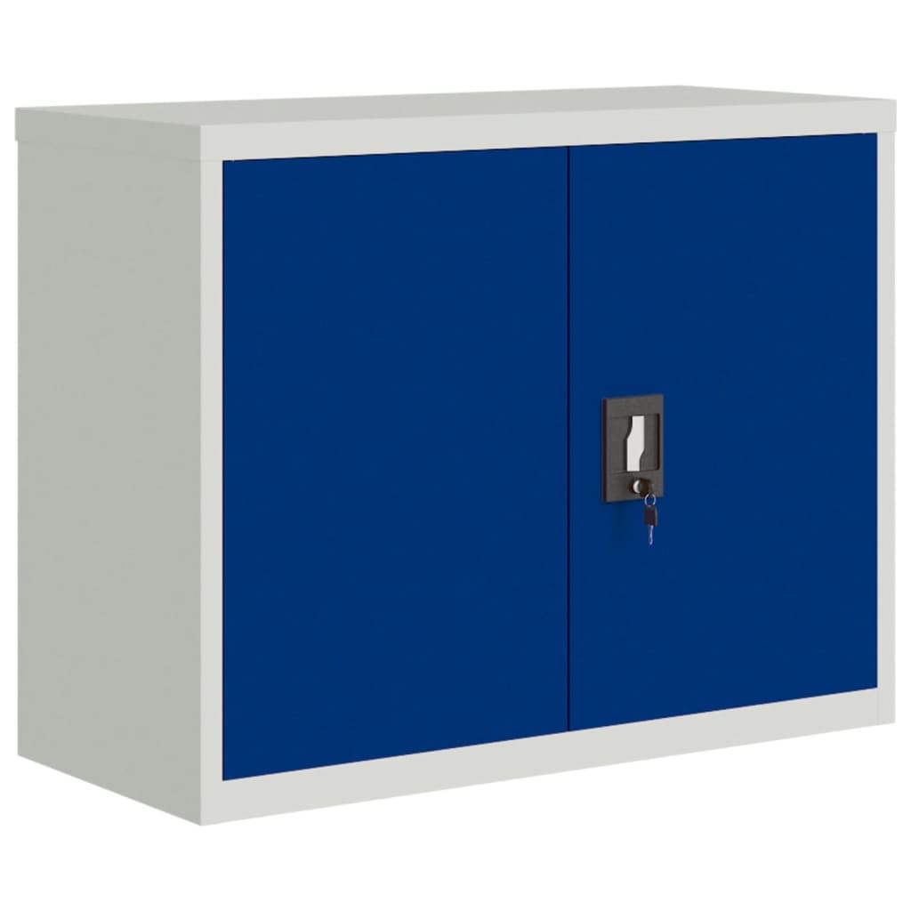 Aktenschrank Hellgrau und Blau 90x40x70 cm Stahl