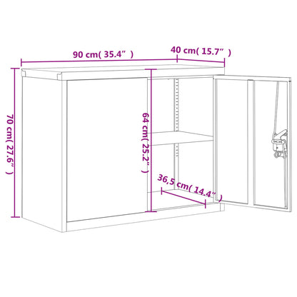 Aktenschrank Hellgrau und Blau 90x40x70 cm Stahl