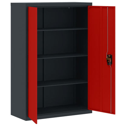 Aktenschrank Anthrazit und Rot 90x40x140 cm Stahl