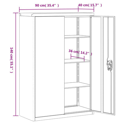 Aktenschrank Anthrazit und Rot 90x40x140 cm Stahl