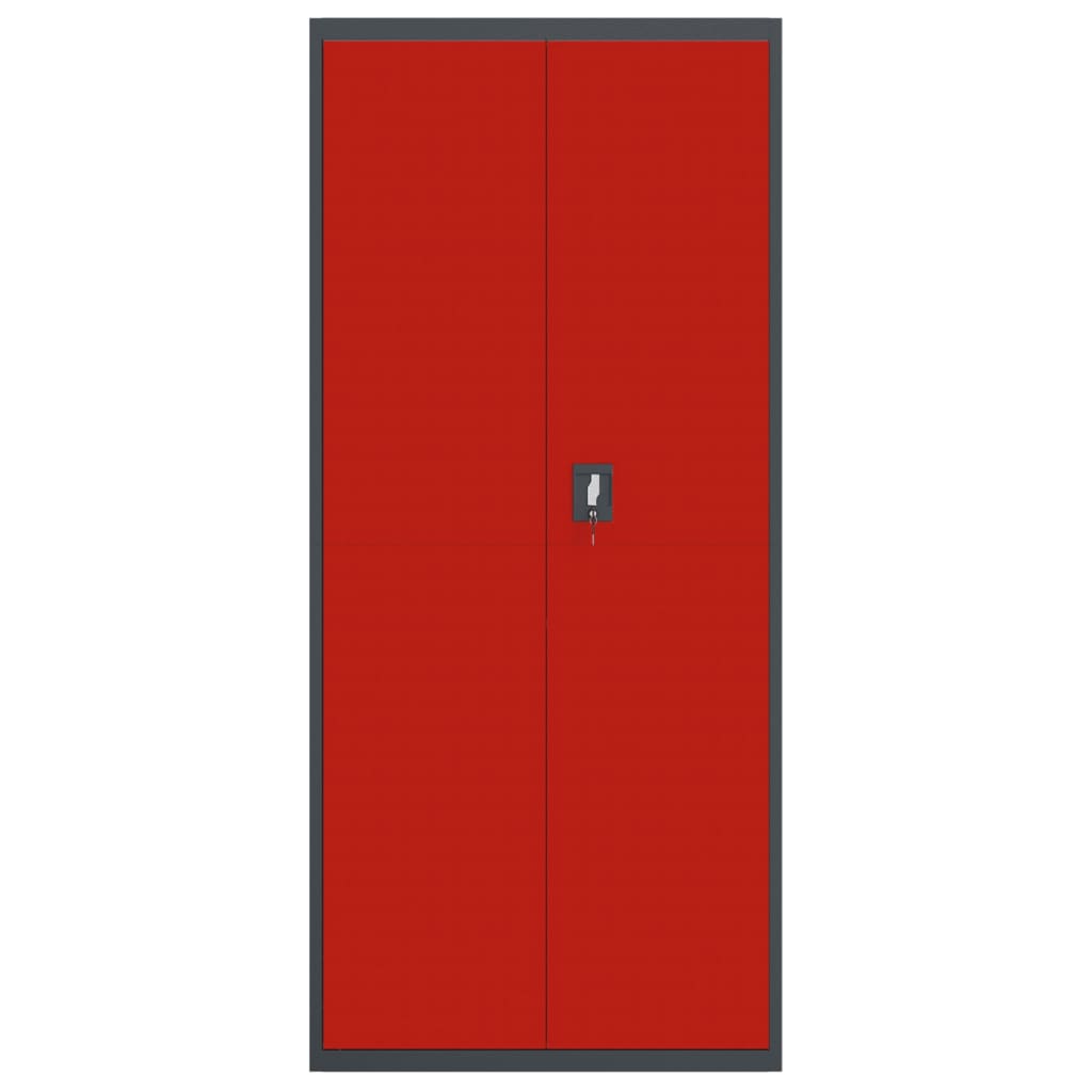 Aktenschrank Anthrazit und Rot 90x40x200 cm Stahl