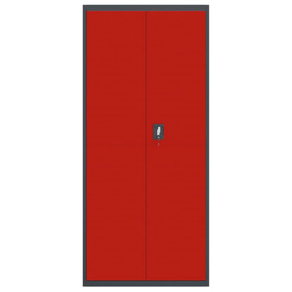 Aktenschrank Anthrazit und Rot 90x40x200 cm Stahl