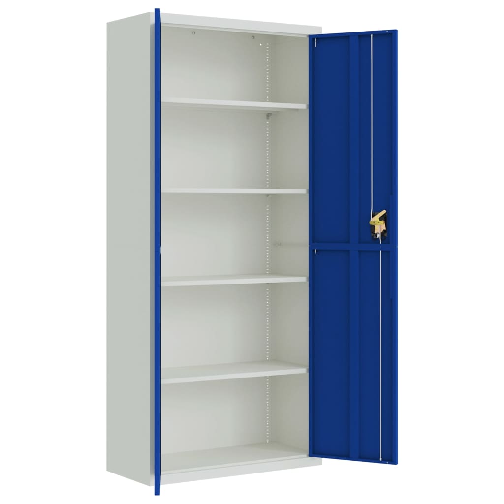 Aktenschrank Hellgrau und Blau 90x40x200 cm Stahl