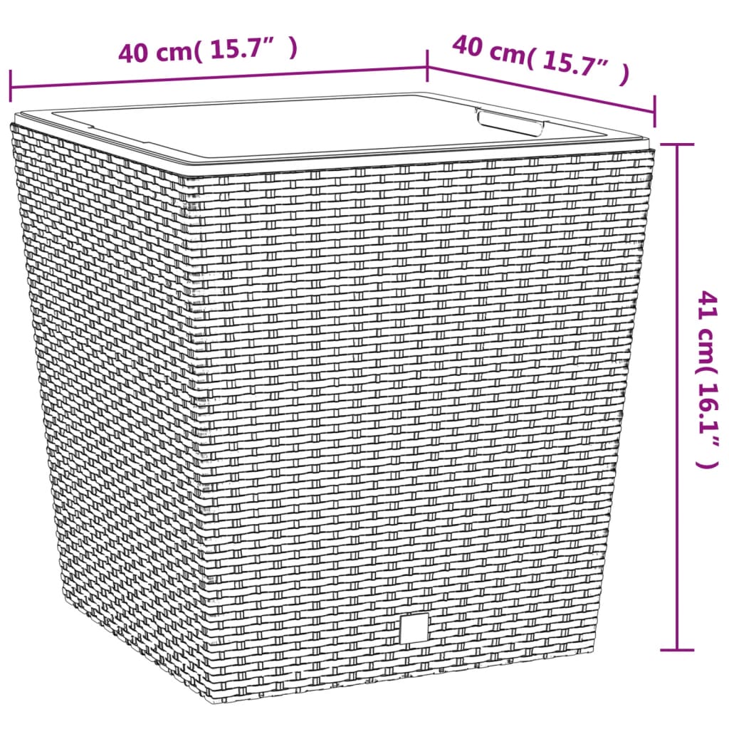 Pflanzkübel mit herausnehmbaren Einsatz Braun 37/64 L PP-Rattan