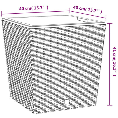 Pflanzkübel mit herausnehmbaren Einsatz Braun 37/64 L PP-Rattan