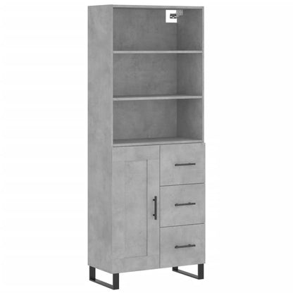 Highboard Betongrau 69,5x34x180 cm Holzwerkstoff