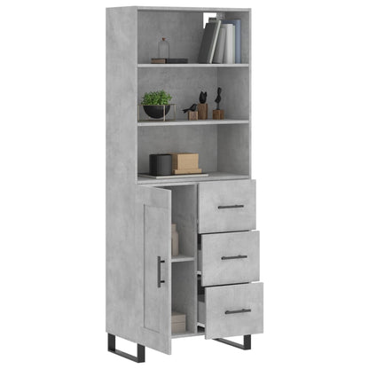 Highboard Betongrau 69,5x34x180 cm Holzwerkstoff