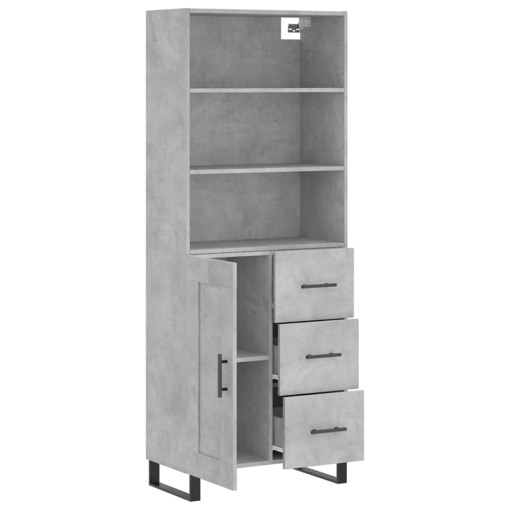 Highboard Betongrau 69,5x34x180 cm Holzwerkstoff