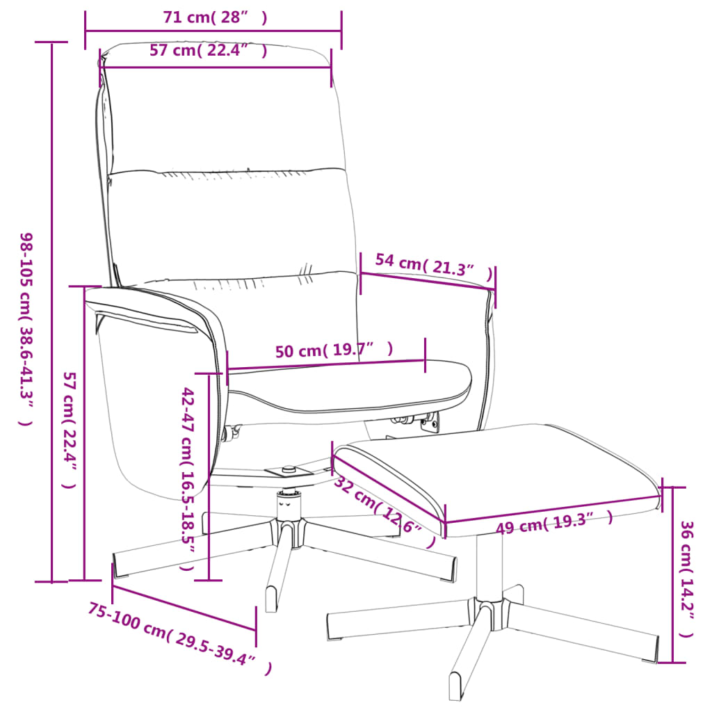 Relaxsessel mit Hocker Schwarz Stoff