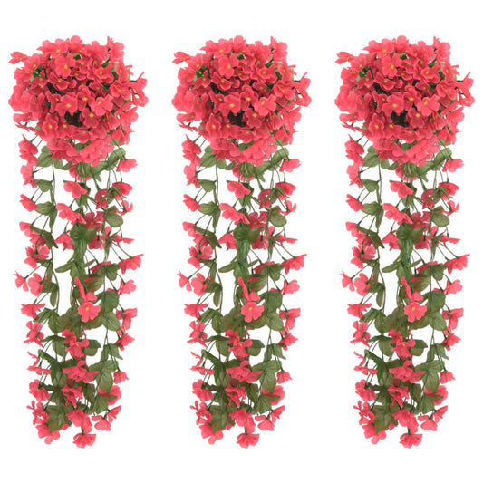 Weihnachtskränze Blumen 3 Stk. Rosenrot 85 cm