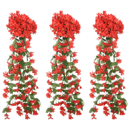 Weihnachtskränze Blumen 3 Stk. Rot 85 cm