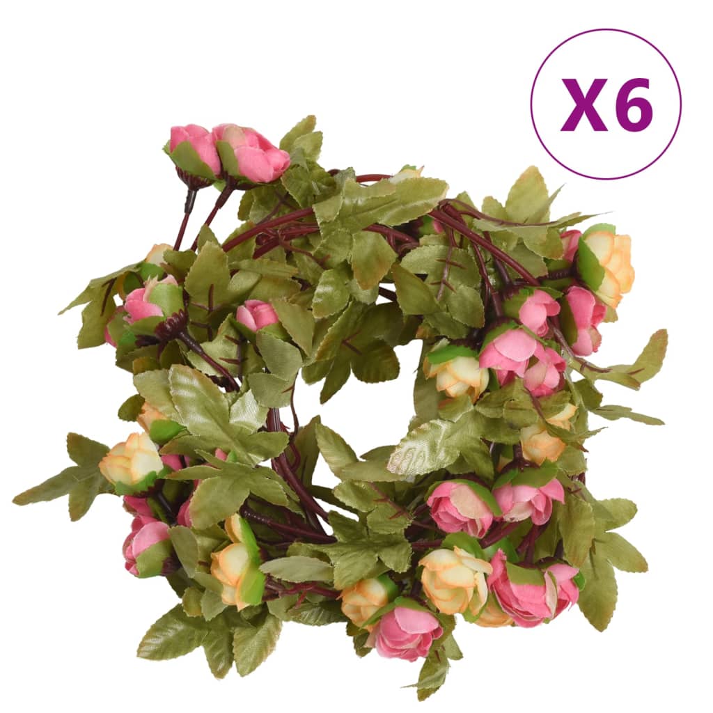 Weihnachtskränze Blumen 6 Stk. Rosa 215 cm