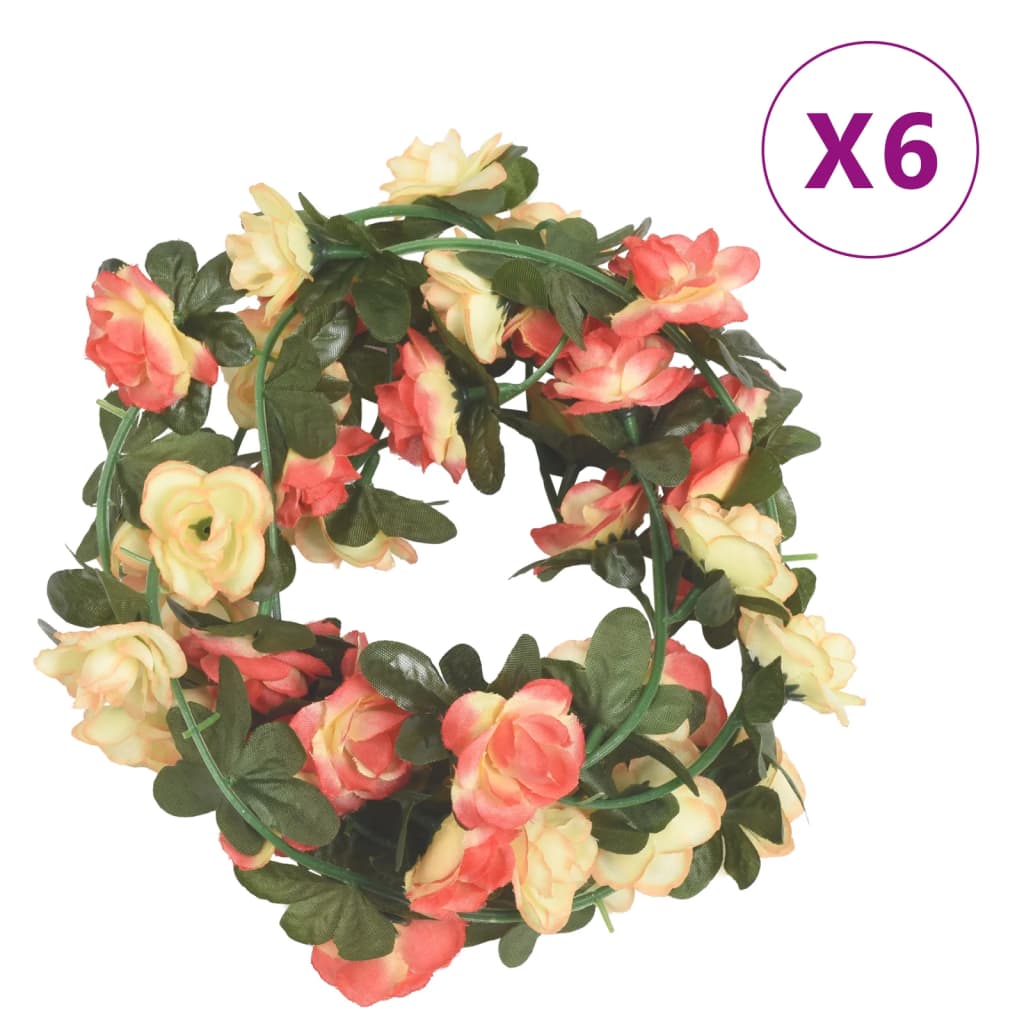 Weihnachtskränze Blumen 6 Stk. Rosarot Champagnerfarben 215 cm