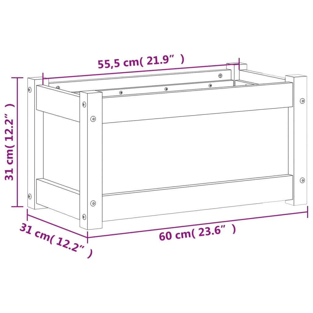 Pflanzkübel Weiß 60x31x31 cm Massivholz Kiefer