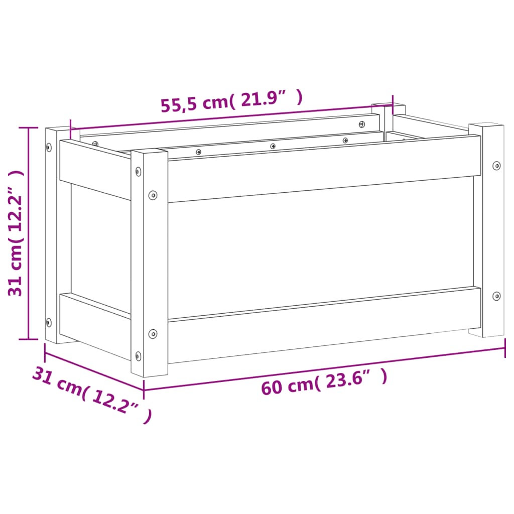 Pflanzkübel 60x31x31 cm Massivholz Douglasie