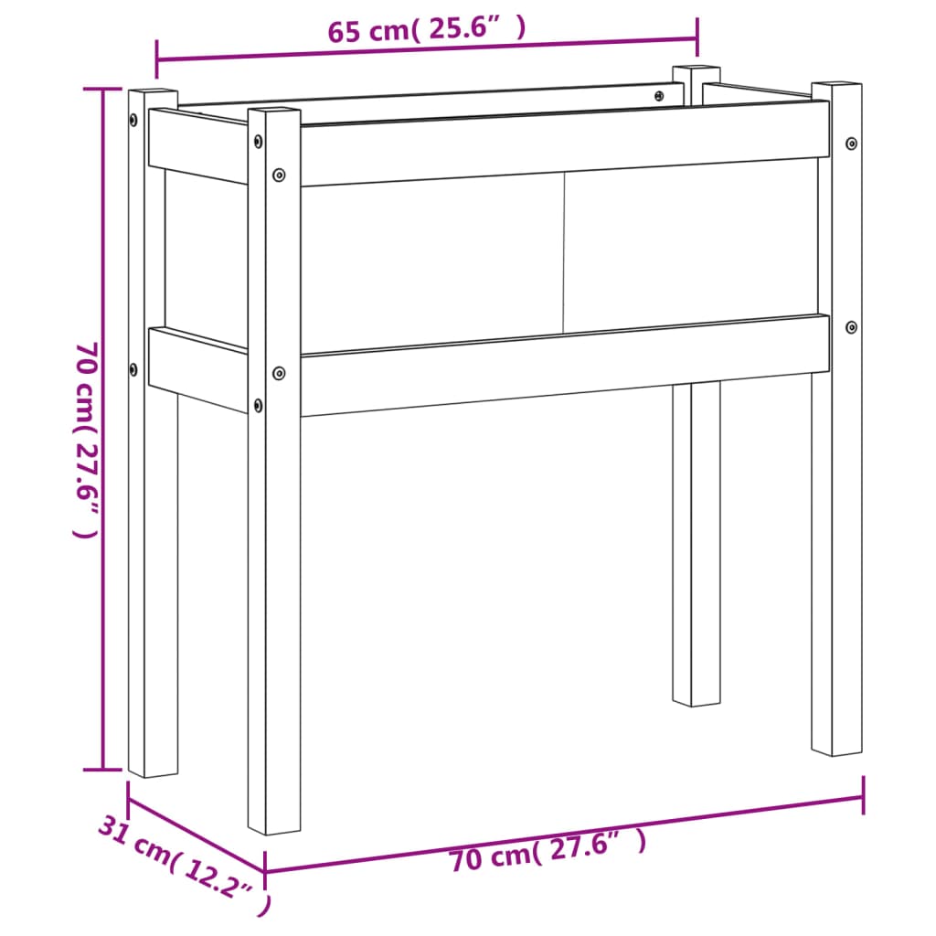 Pflanzkübel mit Beinen Wachsbraun 70x31x70 cm Massivholz Kiefer