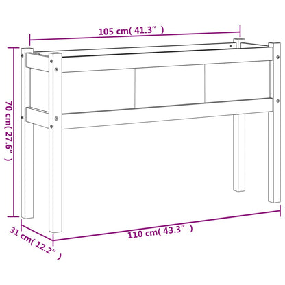 Pflanzkübel mit Beinen Wachsbraun 110x31x70cm Massivholz Kiefer