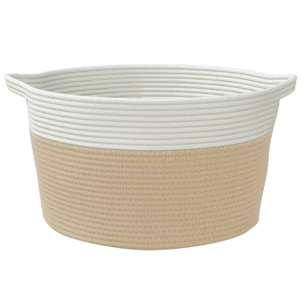 Aufbewahrungskorb Beige und Weiß Ø40x25 cm Baumwolle