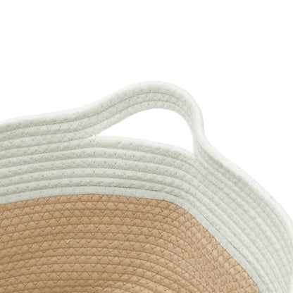 Aufbewahrungskorb Beige und Weiß Ø40x25 cm Baumwolle