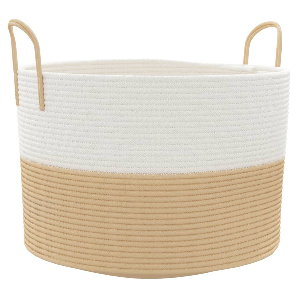 Aufbewahrungskorb Beige und Weiß Ø51x33 cm Baumwolle