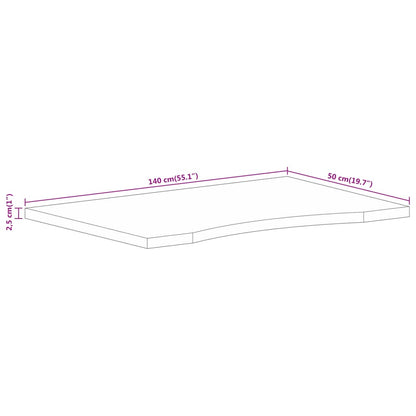 Schreibtischplatte mit Aussparung 140x50x2,5cm Massivholz Mango