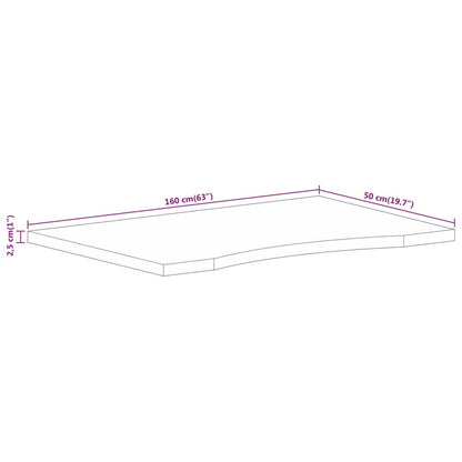 Schreibtischplatte mit Aussparung 160x50x2,5cm Massivholz Mango