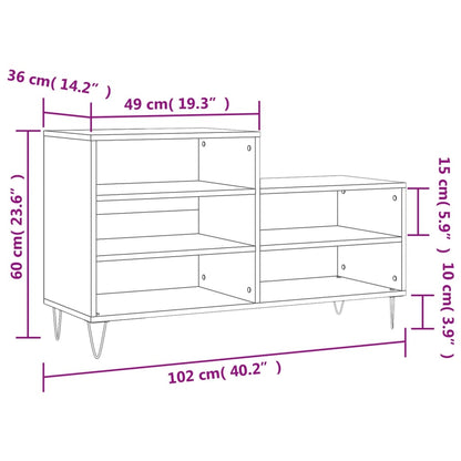 Schuhregal Hochglanz-Weiß 102x36x60 cm Holzwerkstoff