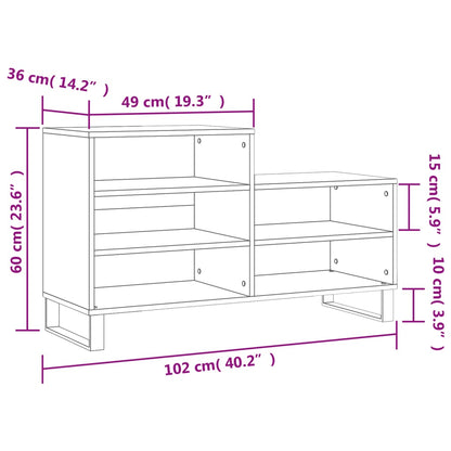 Schuhregal Sonoma-Eiche 102x36x60 cm Holzwerkstoff