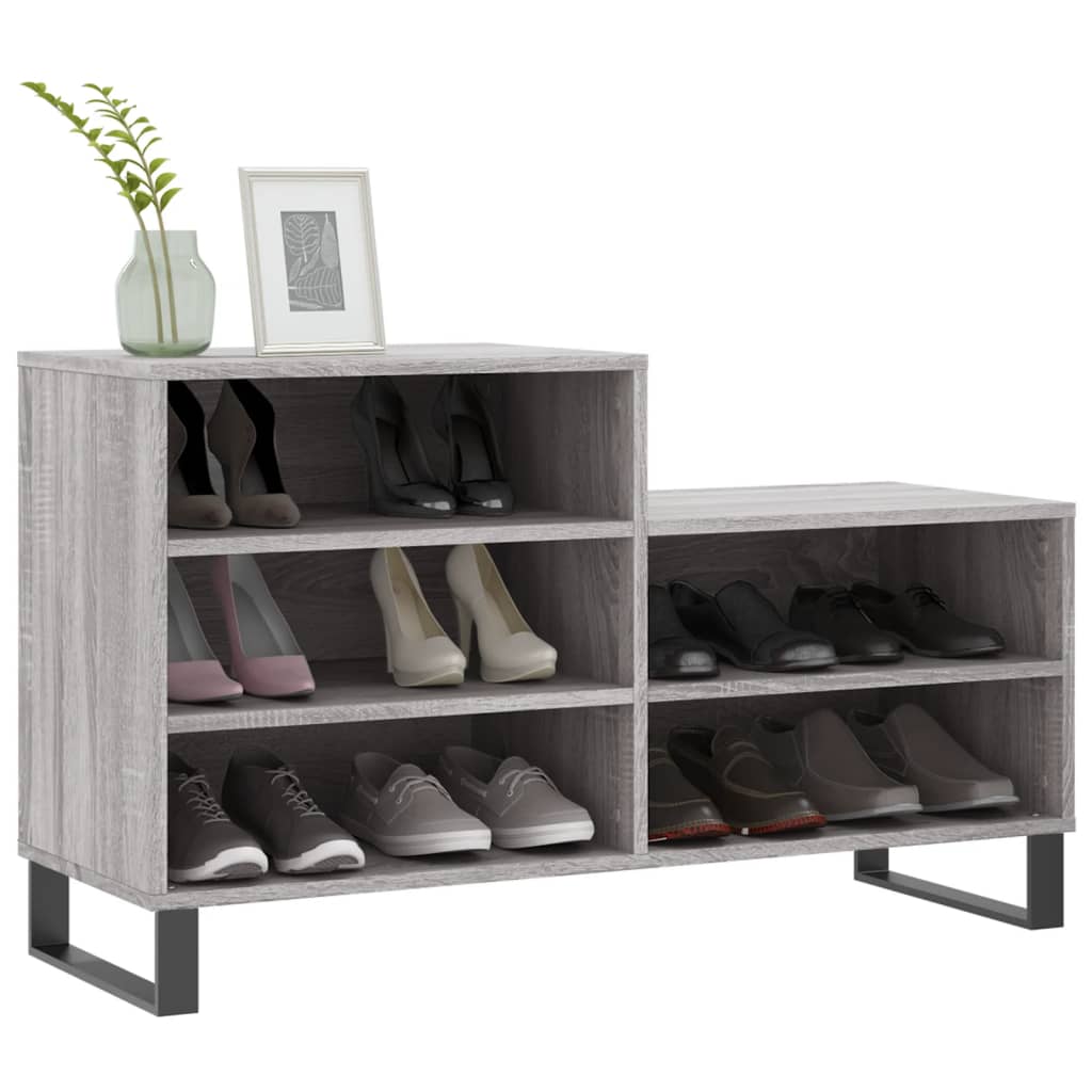 Schuhregal Grau Sonoma 102x36x60 cm Holzwerkstoff