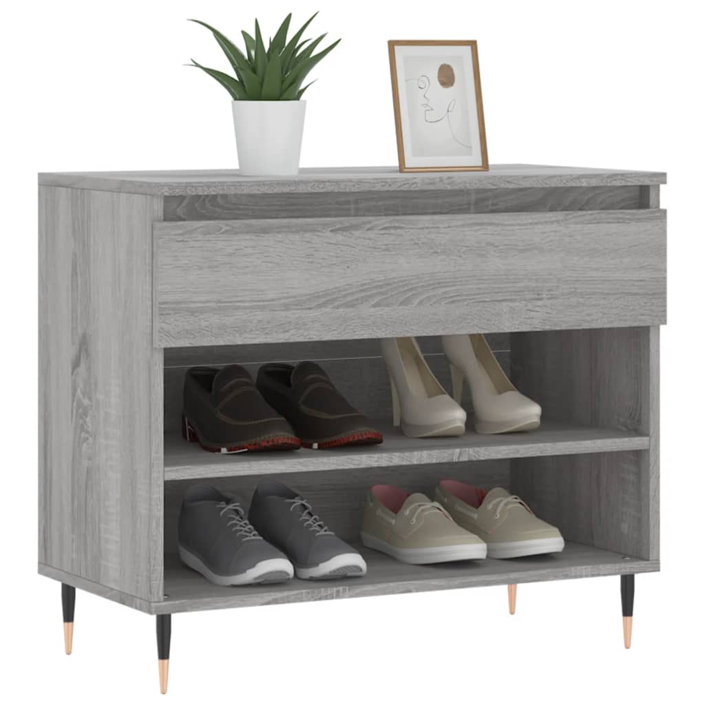 Schuhregal Grau Sonoma 70x36x60 cm Holzwerkstoff