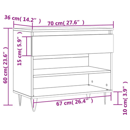 Schuhregal Weiß 70x36x60 cm Holzwerkstoff