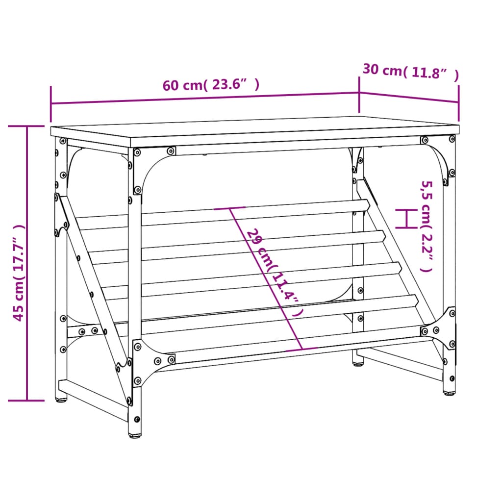 Schuhregal Schwarz 60x30x45 cm Holzwerkstoff