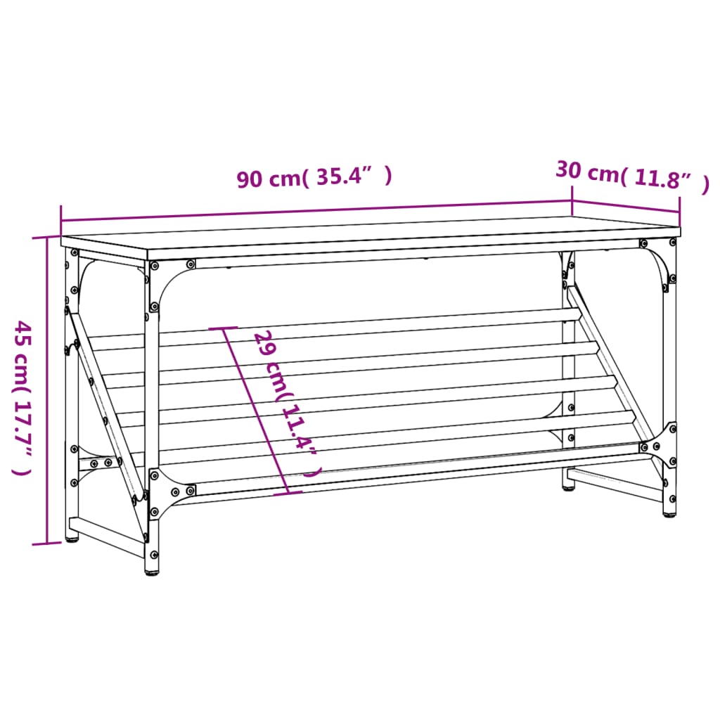 Schuhregal Sonoma-Eiche 90x30x45 cm Holzwerkstoff