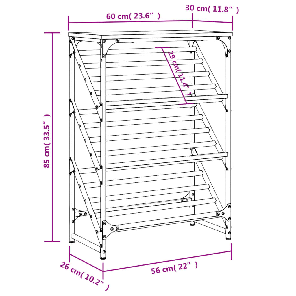 Schuhregal Schwarz 60x30x85 cm Holzwerkstoff