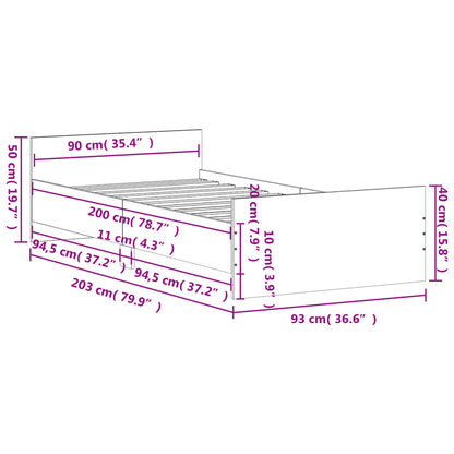 Bettgestell Weiß 90x200 cm Holzwerkstoff