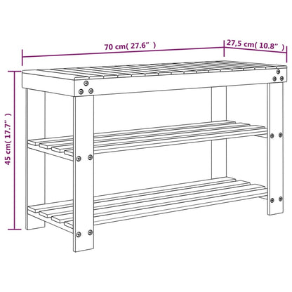 Schuhregal mit 3 Ablagen 70x27,5x45 cm Bambus