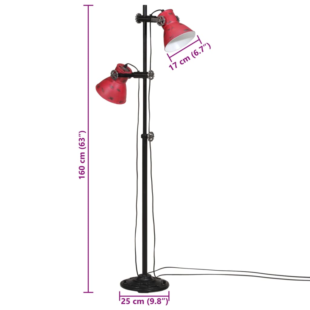 Stehleuchte 25 W Rot 25x25x90/160 cm E27