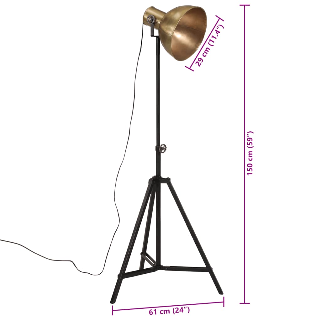 Stehleuchte 25 W Vintage-Messing 61x61x90/150 cm E27