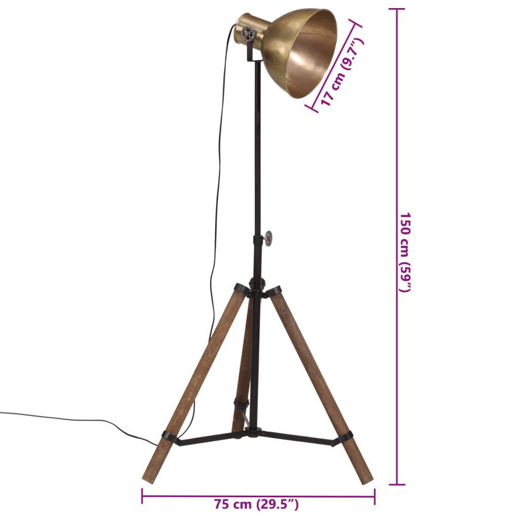 Stehleuchte 25 W Antik Messing 75x75x90-150 cm E27