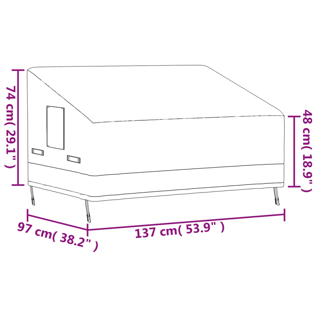 Abdeckung für 2-Sitzer-Bank Beige 137x97x48/74 cm 600D Oxford