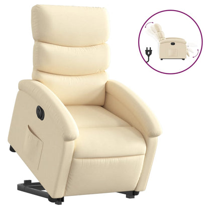 Relaxsessel mit Aufstehhilfe Elektrisch Creme Stoff