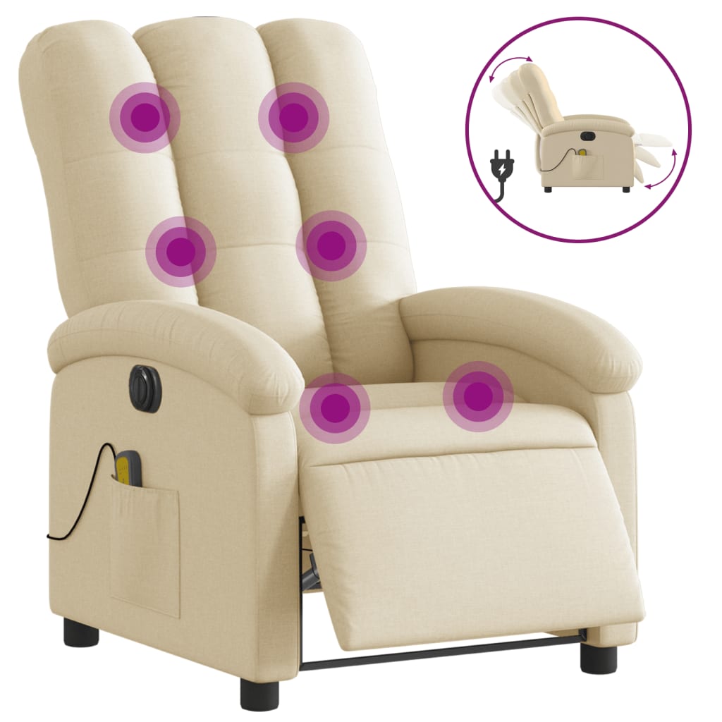 Massagesessel Elektrisch Creme Stoff