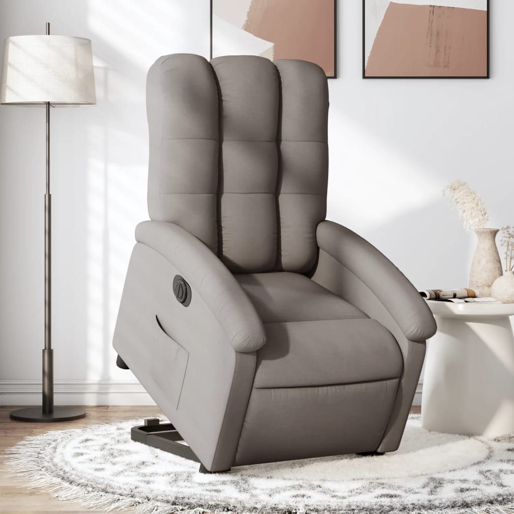 Relaxsessel mit Aufstehhilfe Elektrisch Taupe Stoff