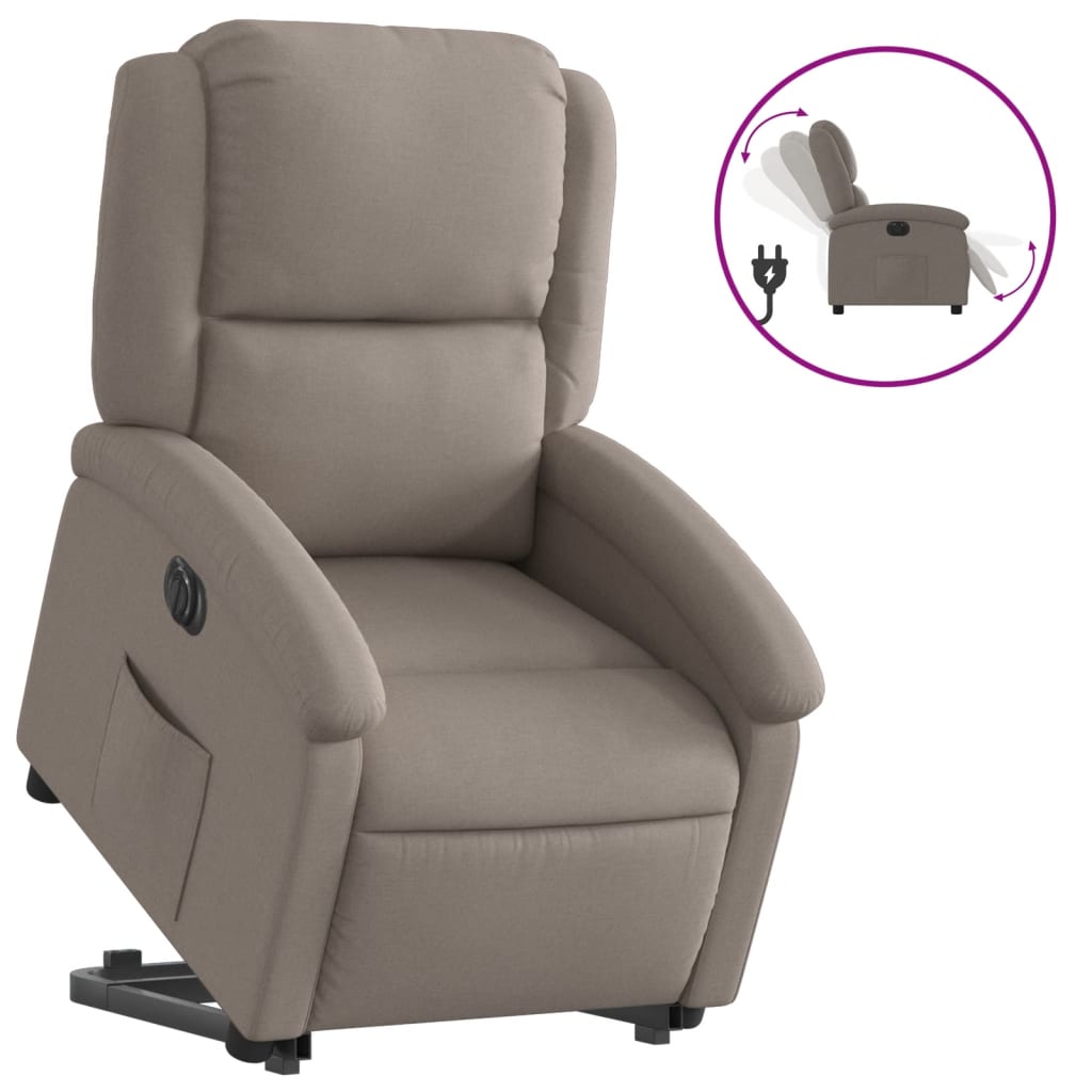 Relaxsessel mit Aufstehhilfe Elektrisch Taupe Stoff