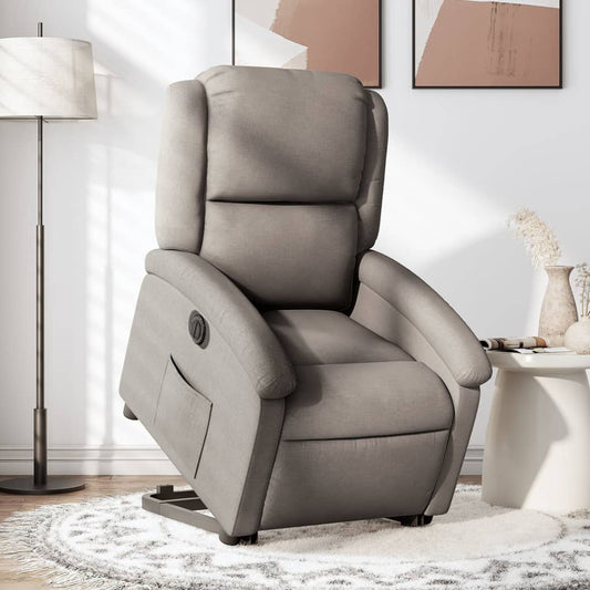 Relaxsessel mit Aufstehhilfe Elektrisch Taupe Stoff