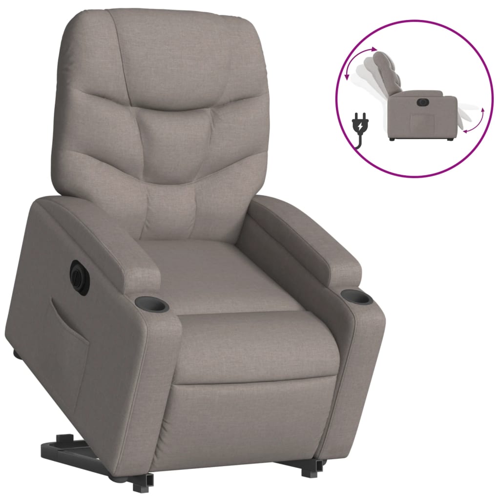 Relaxsessel mit Aufstehhilfe Elektrisch Taupe Stoff