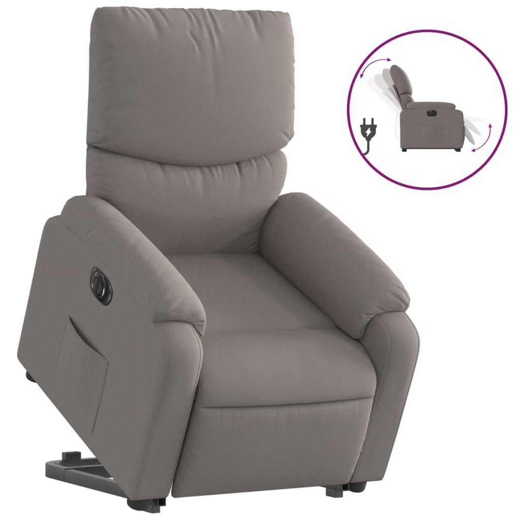 Relaxsessel mit Aufstehhilfe Elektrisch Taupe Stoff