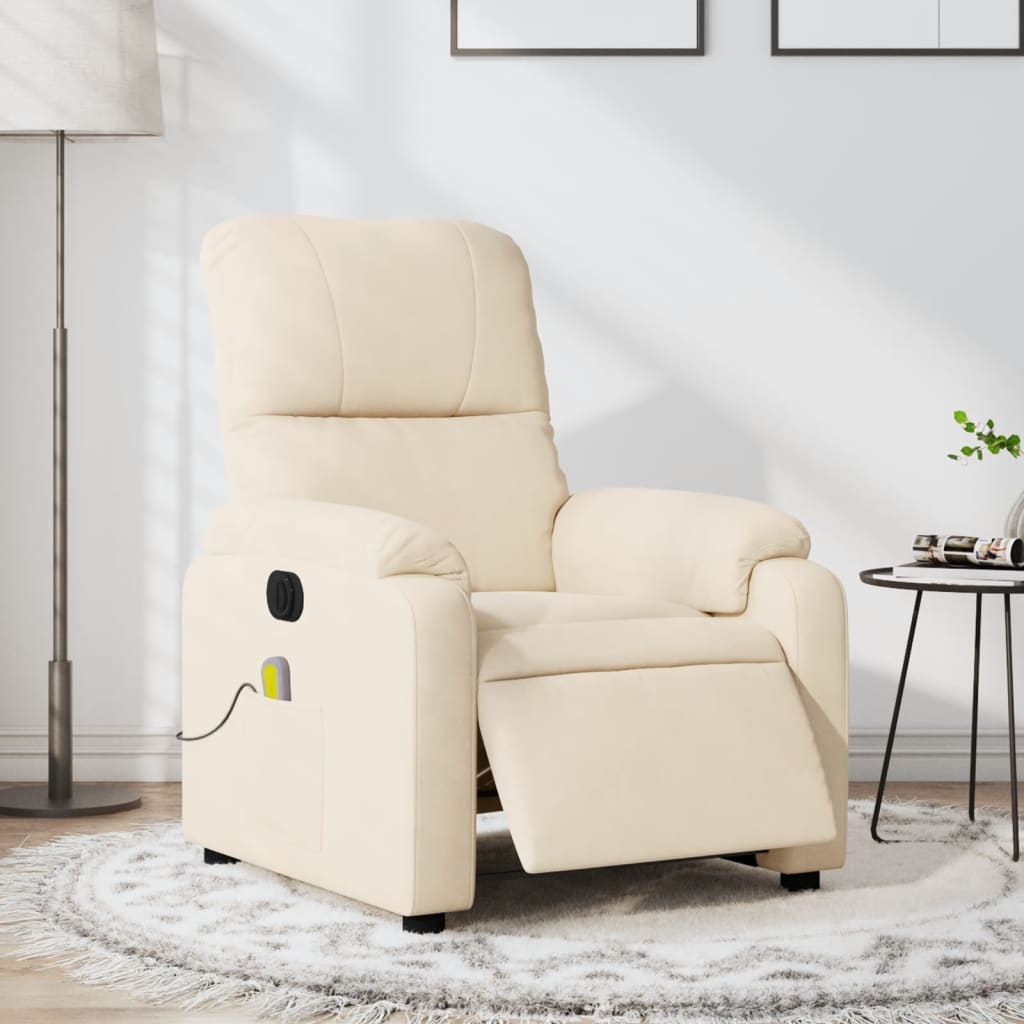 Massagesessel Elektrisch Beige Mikrofasergewebe